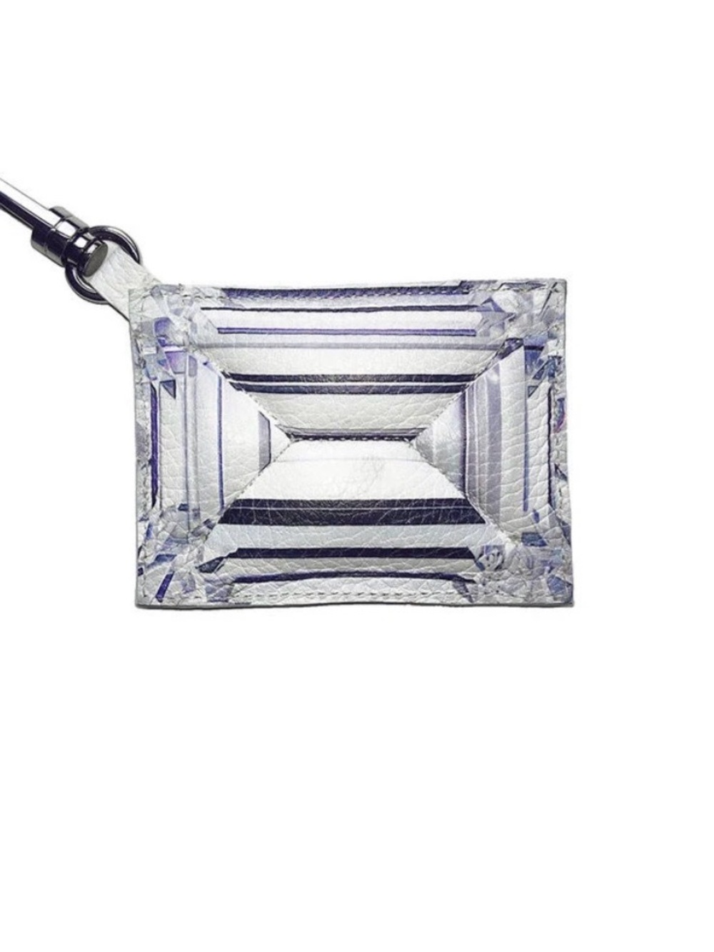 Angie Crabtree Italian Leather Emerald Cut Diamond Keychain or Charm